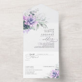Succulents Greenery and Silver Leaves Wedding All In One Uitnodiging (Binnen)