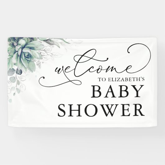 Succulents Greenery Baby shower Welcome Banner (Horizontaal)