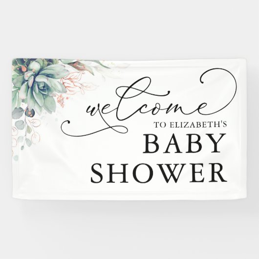 Succulents Greenery Baby shower Welcome Banner