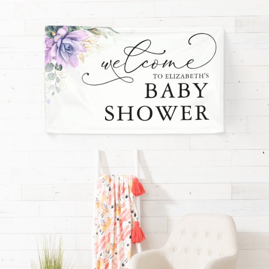 Succulents Greenery Baby shower Welcome Banner (Insitu)