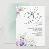 Succulents Greenery Brunch Baby shower Invitation Kaart (Voorkant / Achterkant)