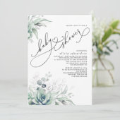 Succulents Greenery Cute Elegant Baby shower Invit Kaart (Staand voorkant)