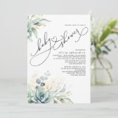 Succulents Greenery Cute Elegant Baby shower Kaart (Staand voorkant)