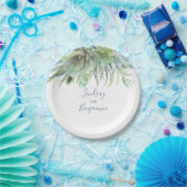 Succulents Greenery Dusty Blue Wedding Papieren Bordje (Feest)