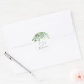 Succulents Greenery Dusty Blue Wedding Ronde Sticker (Envelop)