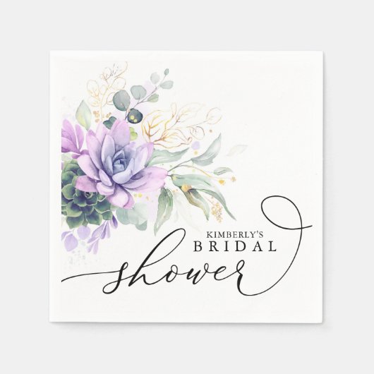 Succulents Greenery Elegant Bridal / Baby shower N Servet (Voorkant)