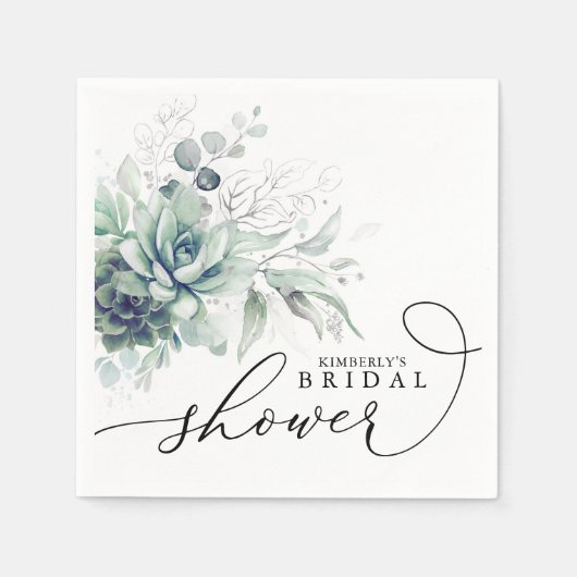 Succulents Greenery Elegant Bridal / Baby shower N Servet (Voorkant)