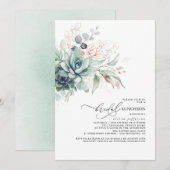 Succulents Greenery Elegant Leaves Bridal Luncheon Kaart (Voorkant / Achterkant)