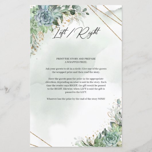 Succulents greenery foliage gold lijst left right (Achterkant)