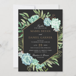 Succulents Greenery Geometric Gold Lijst Wedding Kaart