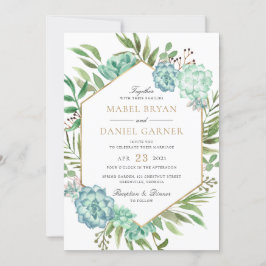 Succulents Greenery Geometric Gold Lijst Wedding Kaart