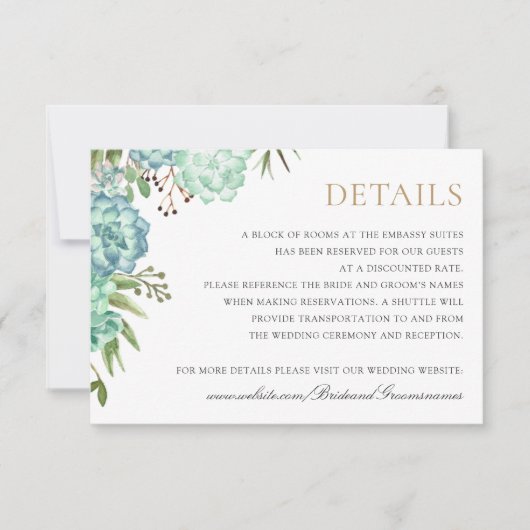 Succulents Greenery Geometric Lijst Details Kaart (Voorkant)