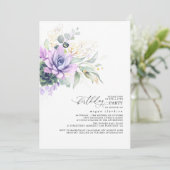 Succulents Greenery Gold Leaves Boho Birthday Invi Kaart (Staand voorkant)