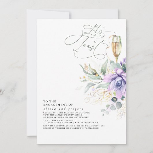 Succulents Greenery Gold Leaves Engagement Party I Kaart (Voorkant)