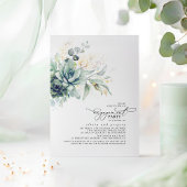 Succulents Greenery Gold Leaves Engagement Party Kaart