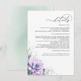 Succulents Greenery Gold Leaves Wedding Details Informatiekaartje