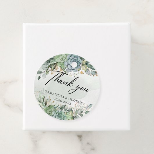 Succulents greenery gold lijst bruiloft labels (In situ)