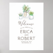 Succulents Greenery Mason Jars Rustic Wedding Poster (Voorkant)