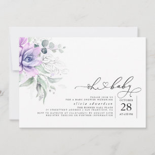 Succulents Greenery Oh Baby Uitnodiging