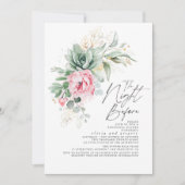 Succulents Greenery Pink Floral Rehearsal Dinner Kaart (Voorkant)