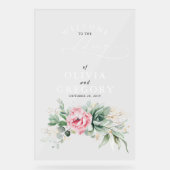 Succulents Greenery Pink Floral Wedding Welcome Acryl Bord (Voorkant)