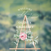 Succulents Greenery Pink Floral Wedding Welcome Acryl Bord (Neutraal)