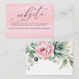 Succulents Greenery Pink Wedding Website Visitekaartje