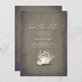 Succulents Greenery Pumpkins Herfst Save the Date Aankondiging (Voorkant / Achterkant)