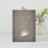 Succulents Greenery Pumpkins Herfst Save the Date Aankondiging (Staand voorkant)