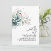 Succulents Greenery Roos Gold Leaves Afstuderen Kaart (Staand voorkant)