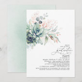 Succulents Greenery Roos Gold Leaves Afstuderen Kaart (Voorkant / Achterkant)