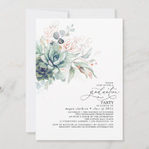 Succulents Greenery Roos Gold Leaves Afstuderen Kaart