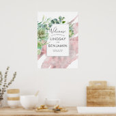 Succulents Greenery Roos Gold Waterverf Wedding Poster (Keuken)