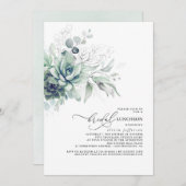 Succulents Greenery Silver Leaves Bridal Luncheon Kaart (Voorkant / Achterkant)