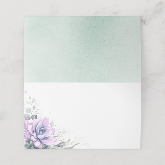 Succulents Greenery Silver Leaves Wedding Plaatskaartje (Buitenkant ongevouwen)