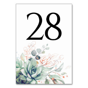 Succulents Greenery Table Number Kaarten