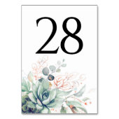Succulents Greenery Table Number Kaarten (Voorkant)