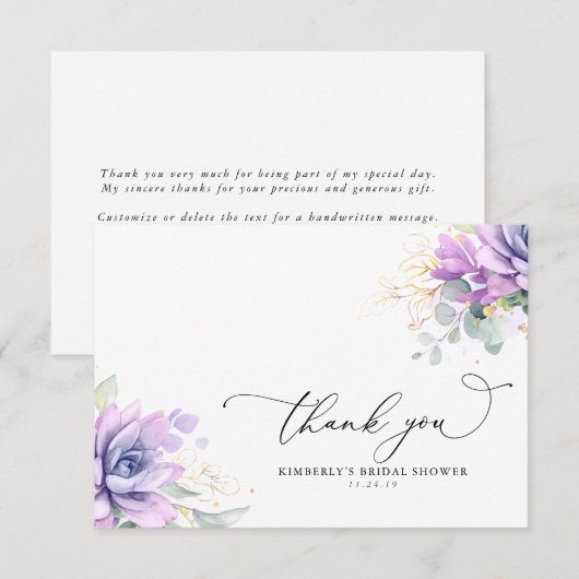 Succulents Greenery Vrijgezellenfeest Dank u Bedankkaart (Voorkant / Achterkant)