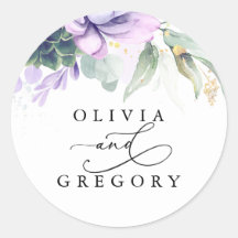 Succulents Greenery Wedding Classic Round Sticker