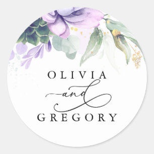 Succulents Greenery Wedding Classic Round Sticker