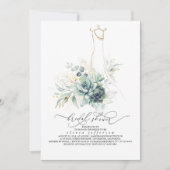 Succulents Greenery Wedding Dress Vrijgezellenfees Kaart (Voorkant)