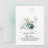 Succulents Greenery Wedding Dress Vrijgezellenfees Kaart (Voorkant / Achterkant)