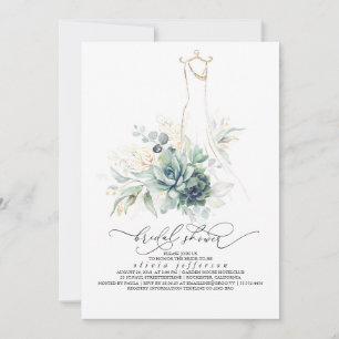 Succulents Greenery Wedding Dress Vrijgezellenfees Kaart