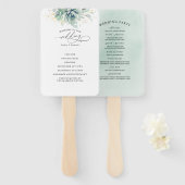 Succulents Greenery Wedding Programme Hand Fan Handwaaier (Voorkant en achterkant)