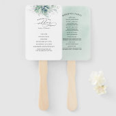 Succulents Greenery Wedding Programme Hand Fan Handwaaier (Voorkant en achterkant)