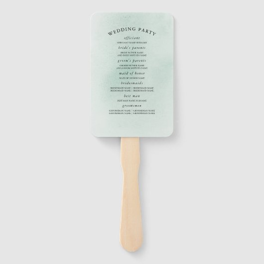 Succulents Greenery Wedding Programme Hand Fan Handwaaier (Achterkant)