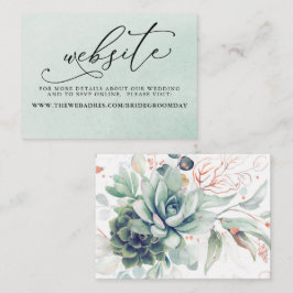 Succulents Greenery Wedding Website Visitekaartje