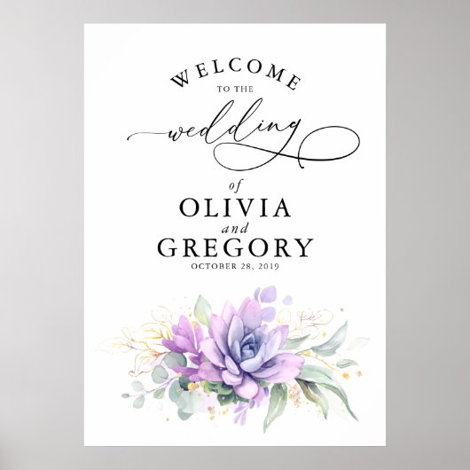 Succulents Greenery Wedding Welcome Poster (Voorkant)