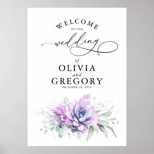 Succulents Greenery Wedding Welcome Poster (Voorkant)