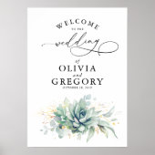 Succulents Greenery Wedding Welcome Poster (Voorkant)